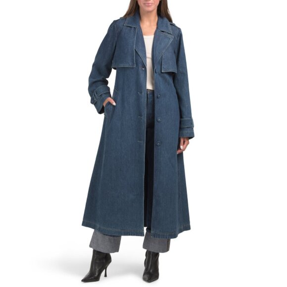 PAIGE Dark Blue Raina Denim Trench Coat - Picture 1 of 2